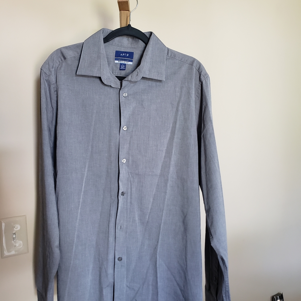 Apt. 9 Men's Light Gray Long-Sleeve Button-Up Shirt